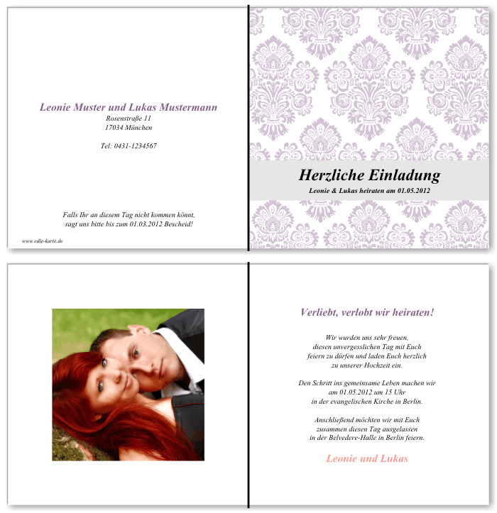  Einladungskarten Hochzeit, Hochzeitseinladungen, Hochzeitskarten, Einladungen für Hochzeit