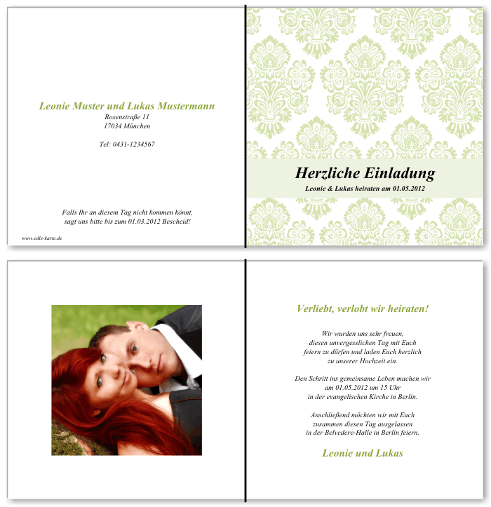  Einladungskarten Hochzeit, Hochzeitseinladungen, Hochzeitskarten, Einladungen für Hochzeit