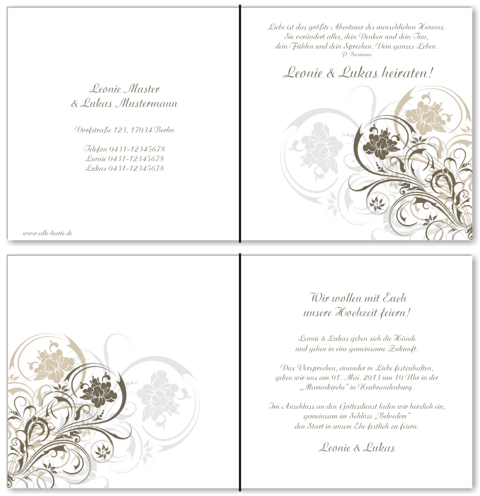  Einladungskarten Hochzeit, Hochzeitseinladungen, Hochzeitskarten, Einladungen für Hochzeit