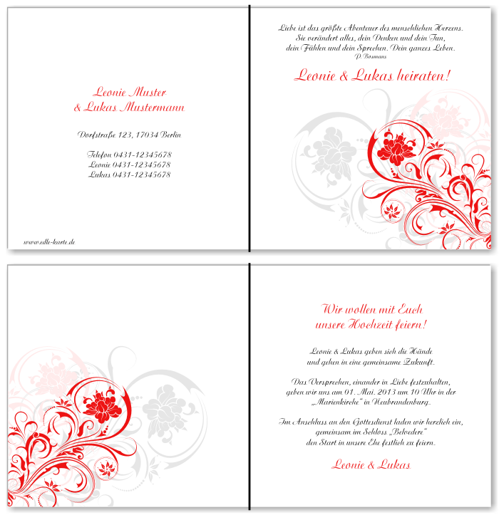  Einladungskarten Hochzeit, Hochzeitseinladungen, Hochzeitskarten, Einladungen für Hochzeit
