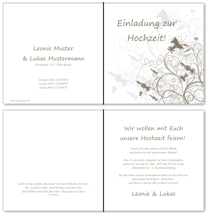  Einladungskarten Hochzeit, Hochzeitseinladungen, Hochzeitskarten, Einladungen für Hochzeit