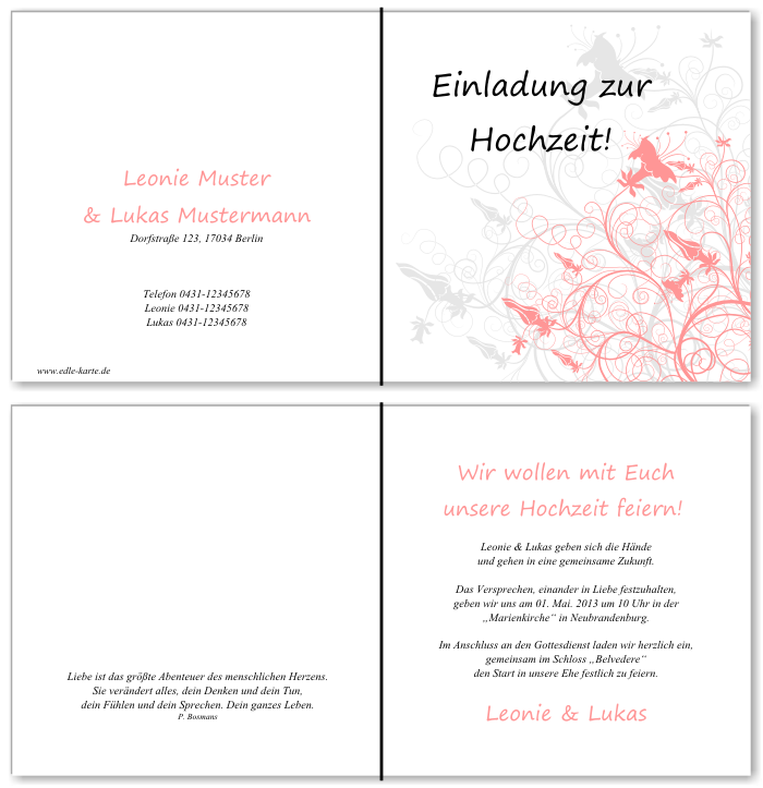  Einladungskarten Hochzeit, Hochzeitseinladungen, Hochzeitskarten, Einladungen für Hochzeit