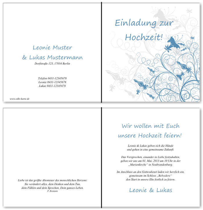  Einladungskarten Hochzeit, Hochzeitseinladungen, Hochzeitskarten, Einladungen für Hochzeit