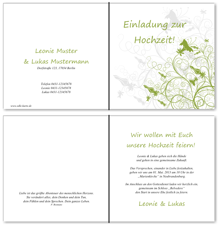  Einladungskarten Hochzeit, Hochzeitseinladungen, Hochzeitskarten, Einladungen für Hochzeit