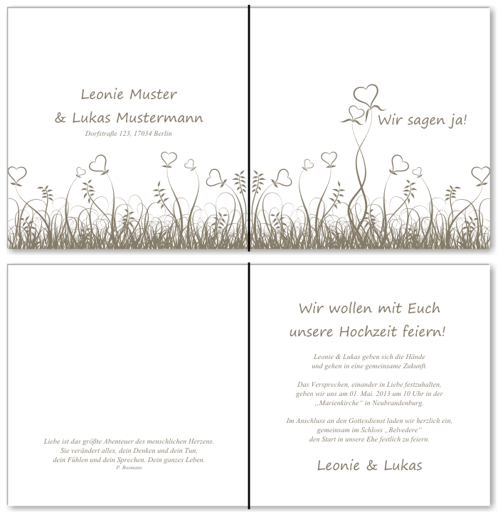  Einladungskarten Hochzeit, Hochzeitseinladungen, Hochzeitskarten, Einladungen für Hochzeit