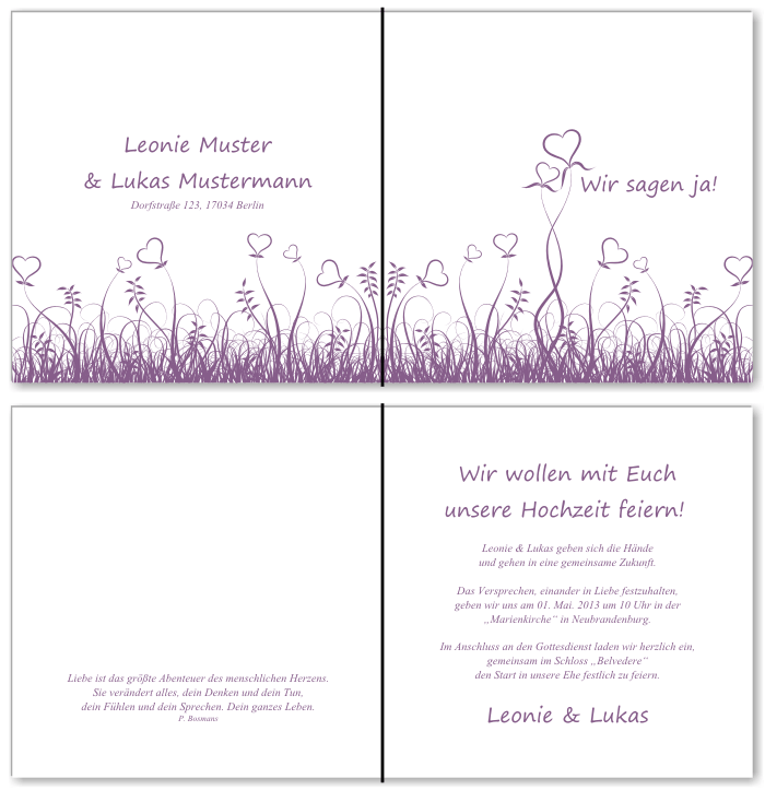  Einladungskarten Hochzeit, Hochzeitseinladungen, Hochzeitskarten, Einladungen für Hochzeit
