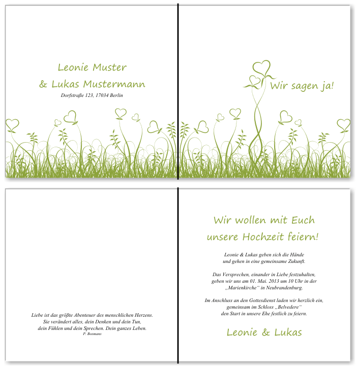  Einladungskarten Hochzeit, Hochzeitseinladungen, Hochzeitskarten, Einladungen für Hochzeit
